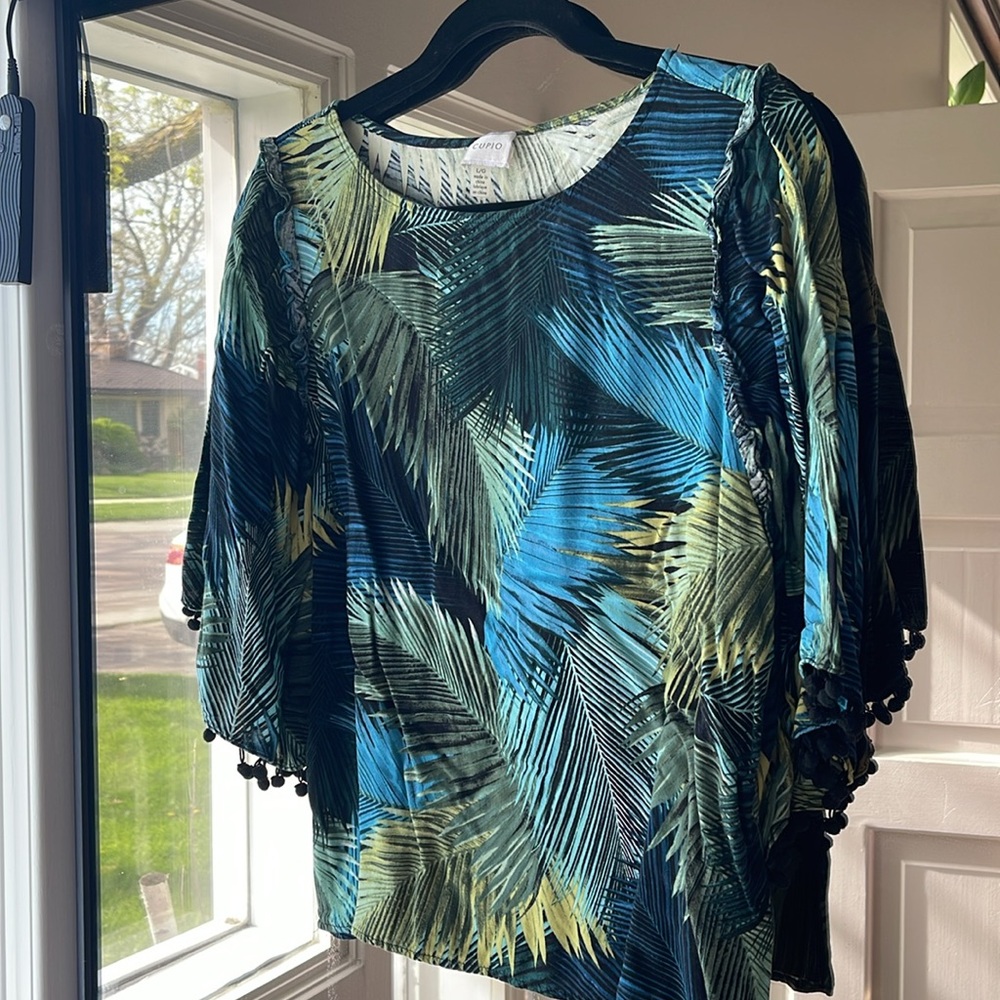 CUPIO Palm Print Boho top (L)